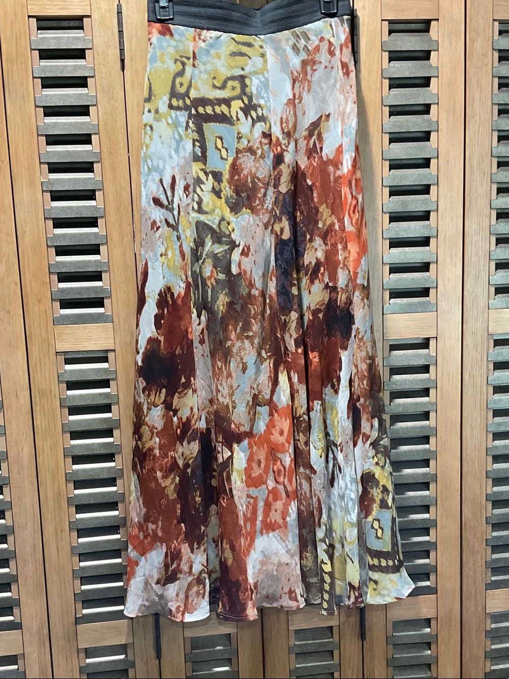Women's Floral Watercolor Maxi Skirt - Rust Multi